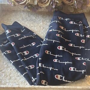 Champion Kids' Logo Print Navy Sweatpants